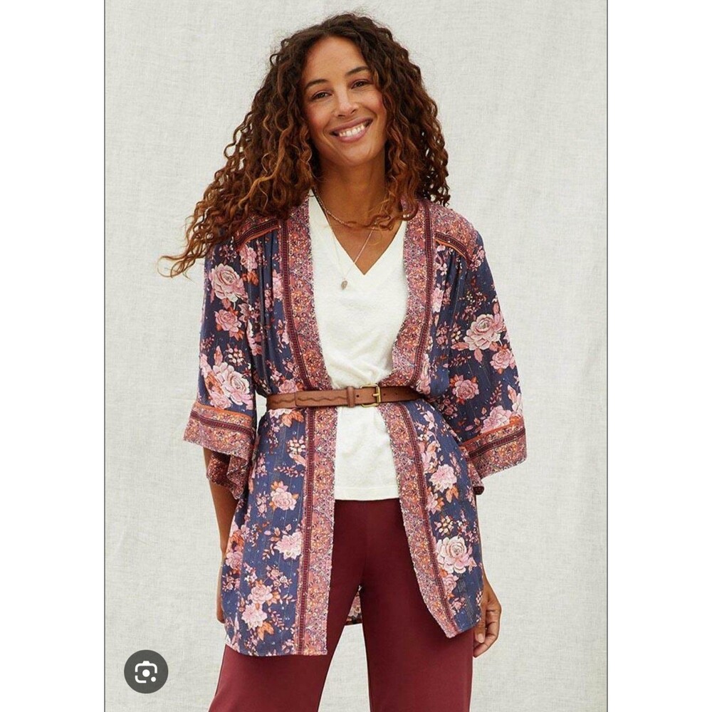 Matilda Jane Kimono Cardigan Womens Medium‎ Large Boho Floral Lightweight Layer